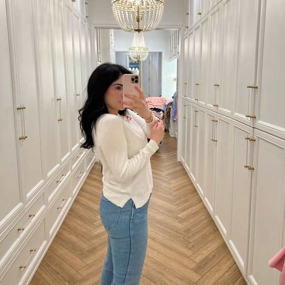 Court & Rowe Bonjour Sweater White Embroidered Crewneck Women’s Medium Nordstrom - Picture 3 of 7